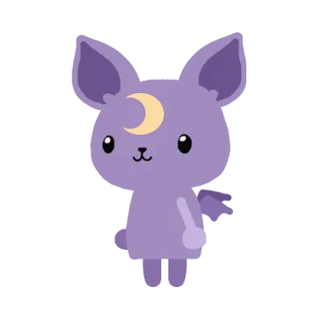 A purple bat villager with a moon marking on their forehead
